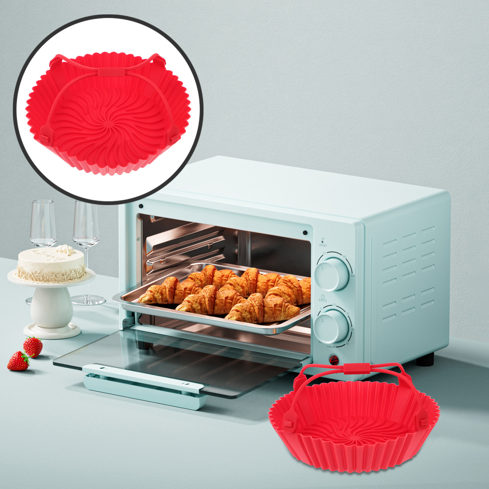 Air Fryer - صينية سيليكون مقاومة للحرارة وغير لاصقة