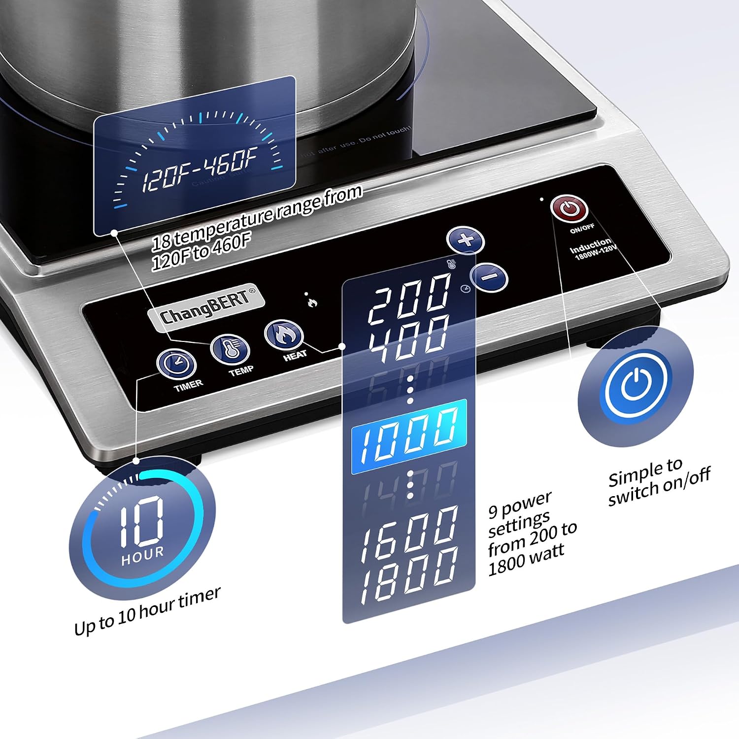 موقد طهي بالحث الكهرومغناطيسي، - مراجعة Induction Cooktop Portable وسعره